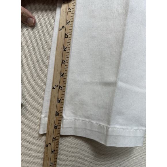 Talbots White Cotton Blend Stretch Pants Button Front Pocket Design Size 4 EUC - Picture 9 of 14